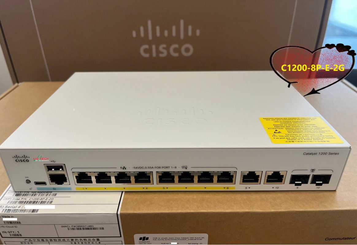 Thiết bị chuyển mạch Cisco Catalyst 1200 8-port GE, PoE, Ext PS, 2x1G Combo_C1200-8P-E-2G