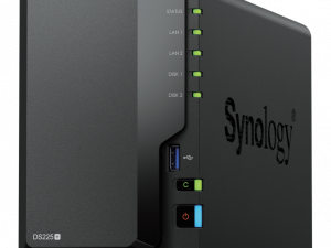 Thiết bị lưu trữ mạng Synology DS225+ 2-bay Plus series model with Intel Celeron J4125 quad-core, 2 GB non-ECC DDR4 SODIMM by default, Built-in 1 x 2.5GbE and 1 x 1GbE RJ-45 LAN port
