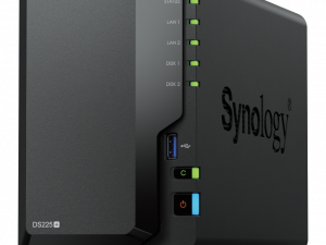 Thiết bị lưu trữ mạng Synology DS225+ 2-bay Plus series model with Intel Celeron J4125 quad-core, 2 GB non-ECC DDR4 SODIMM by default, Built-in 1 x 2.5GbE and 1 x 1GbE RJ-45 LAN port